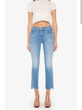 Mother The Insider Crop Step Fray Jeans Shake Well Wash size 28